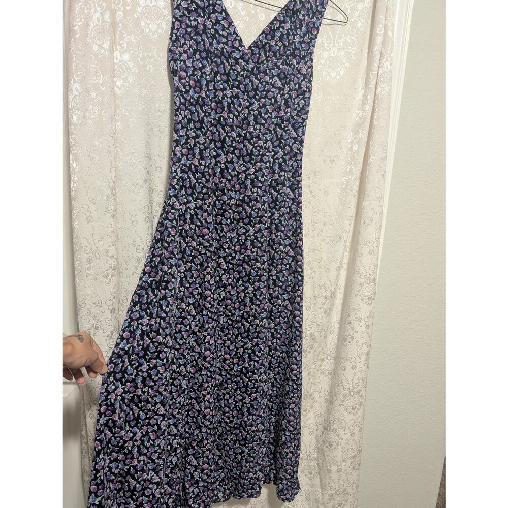 Vintage 90s Ditsy Floral Sleeveless Maxi Dress Size 11/12 - Picture 2 of 7